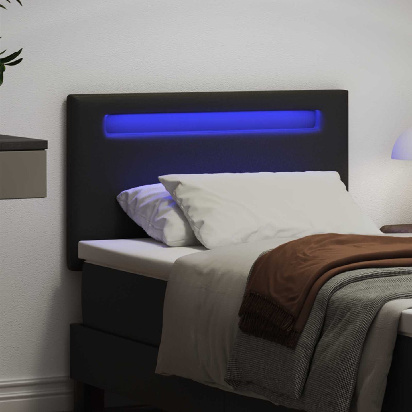 LED ágytámla Fekete 100 cm Műbőr