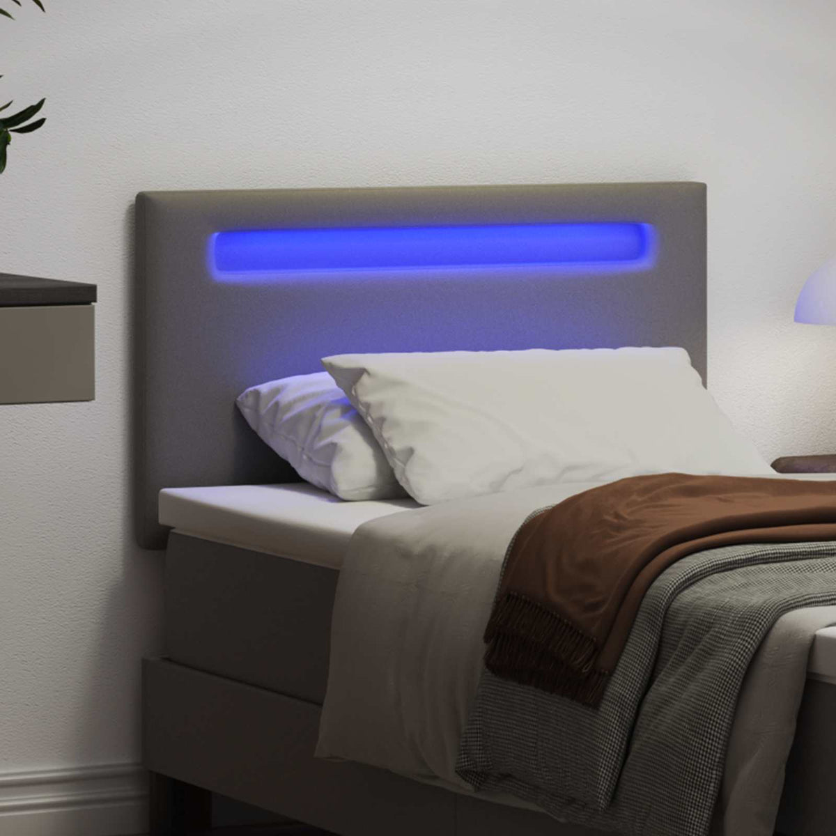 LED ágytámla Szürke 100 cm Műbőr