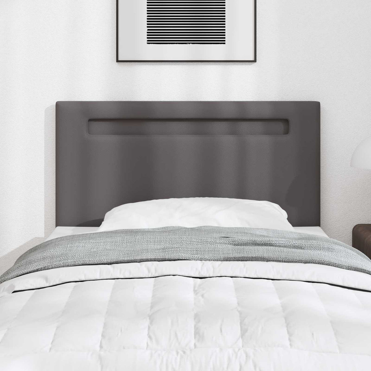LED ágytámla Szürke 100 cm Műbőr