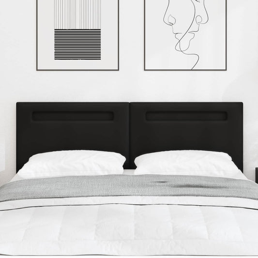 LED ágytámla Fekete 144 cm Műbőr