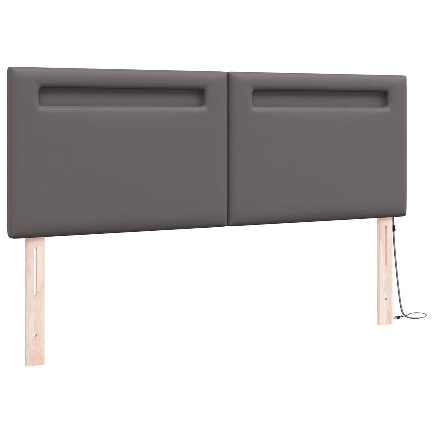 LED ágytámla Szürke 144 cm Műbőr