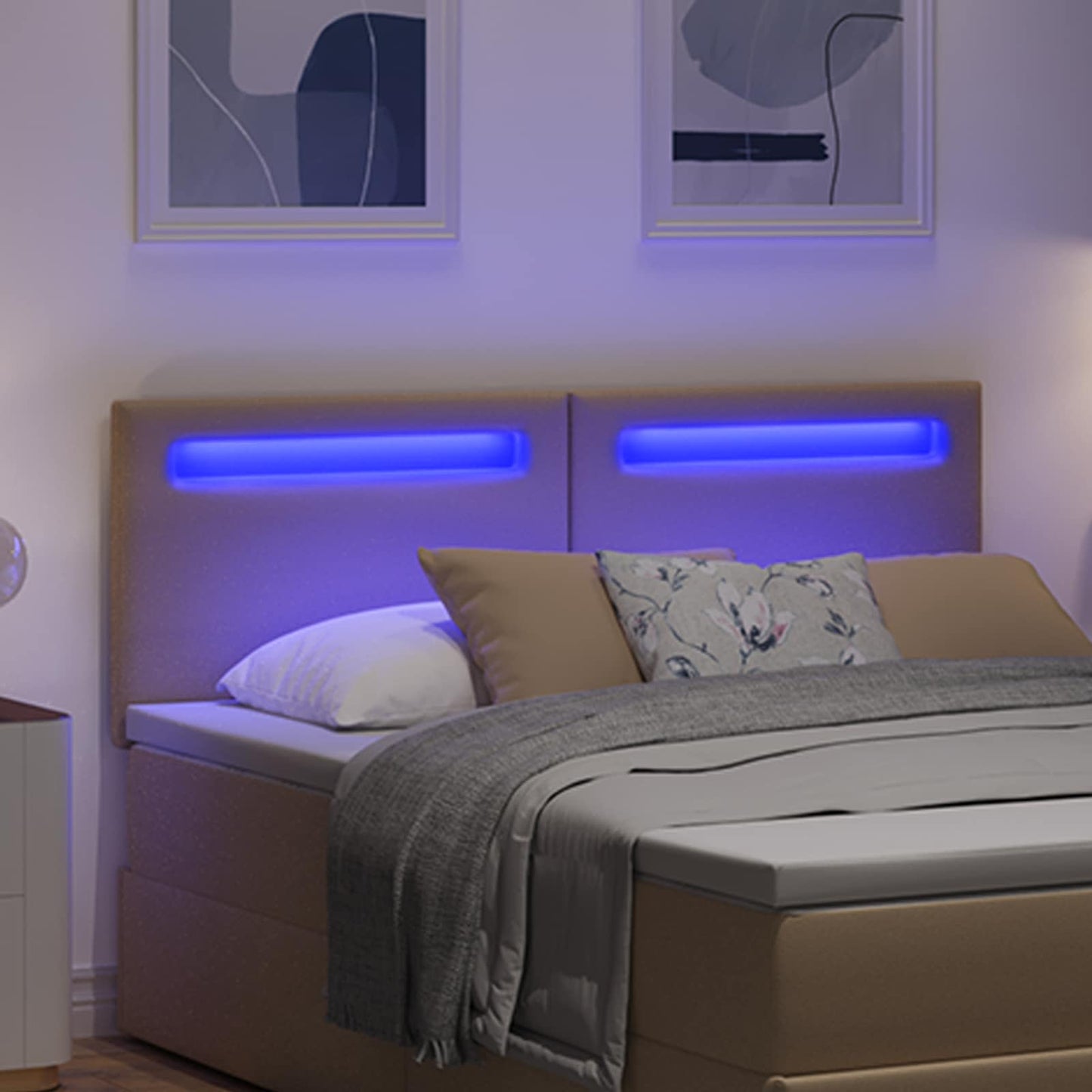 LED ágytámla Cappuccino 144 cm Műbőr