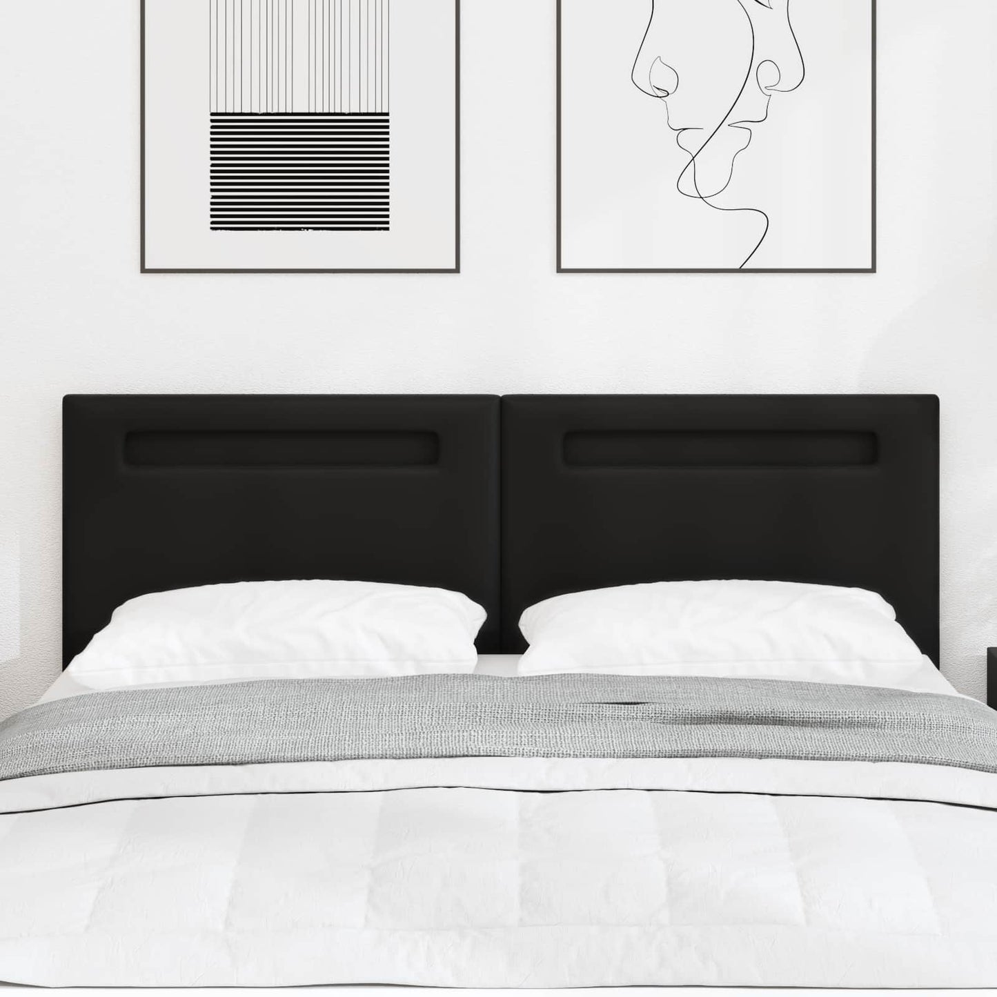 LED ágytámla Fekete 160 cm Műbőr