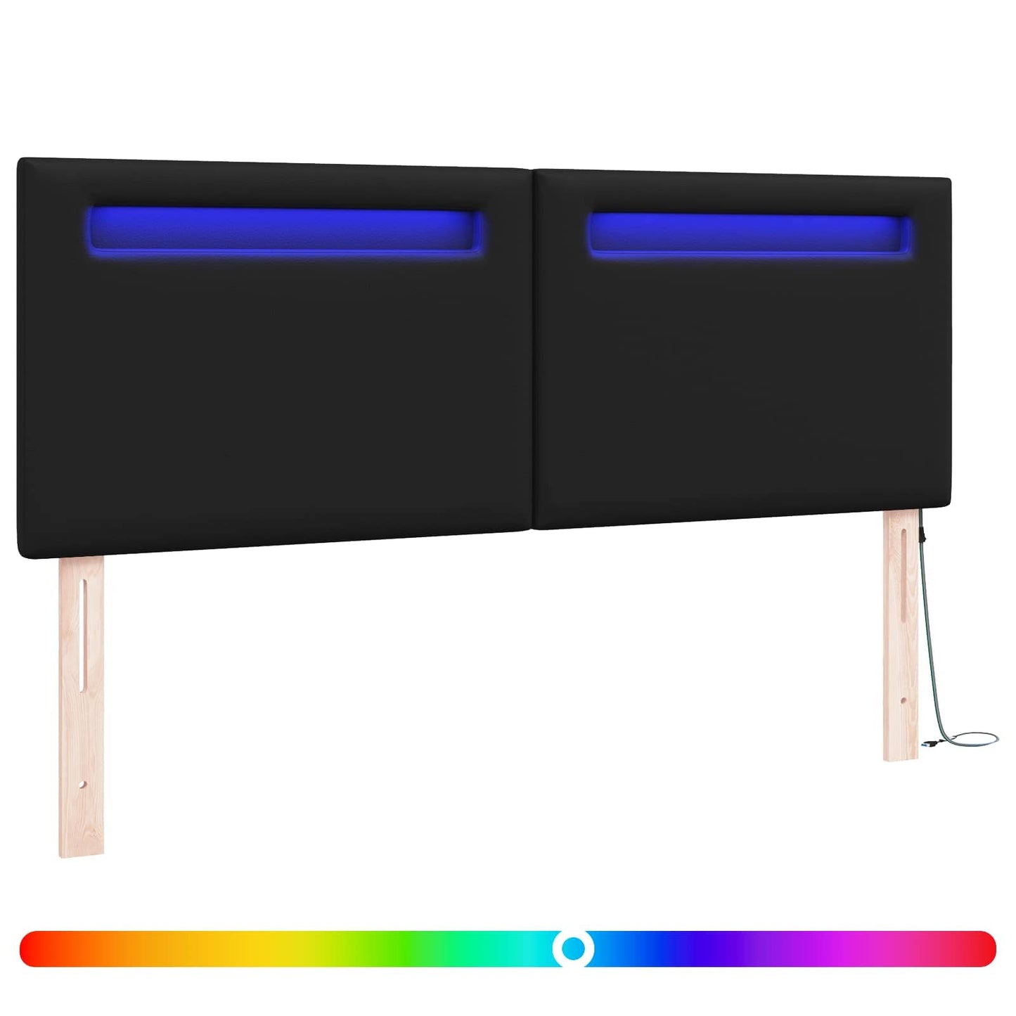 LED ágytámla Fekete 160 cm Műbőr