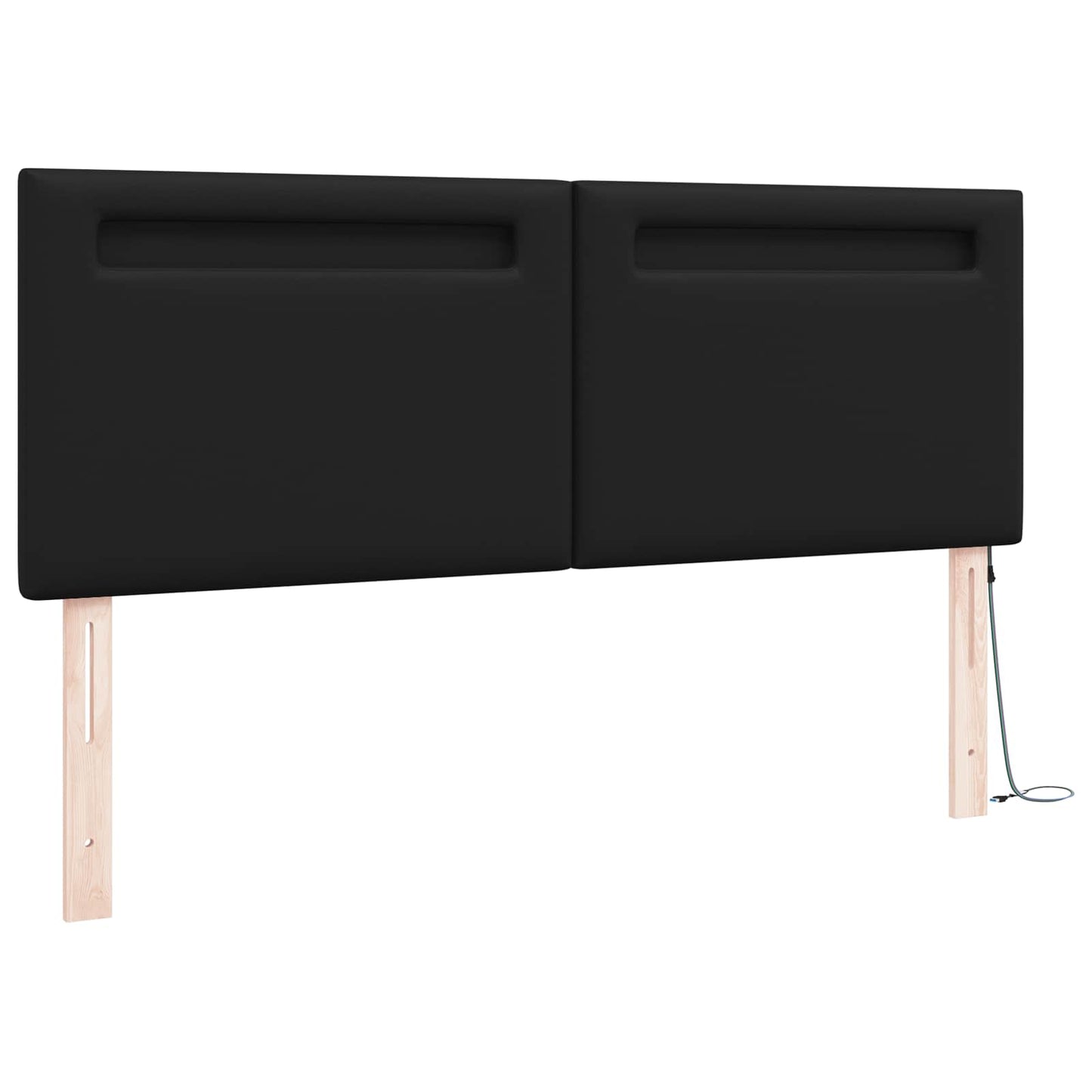 LED ágytámla Fekete 160 cm Műbőr
