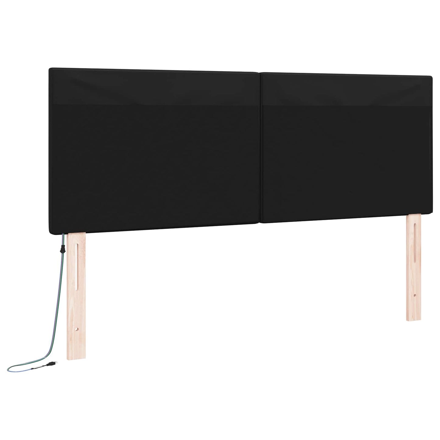 LED ágytámla Fekete 160 cm Műbőr