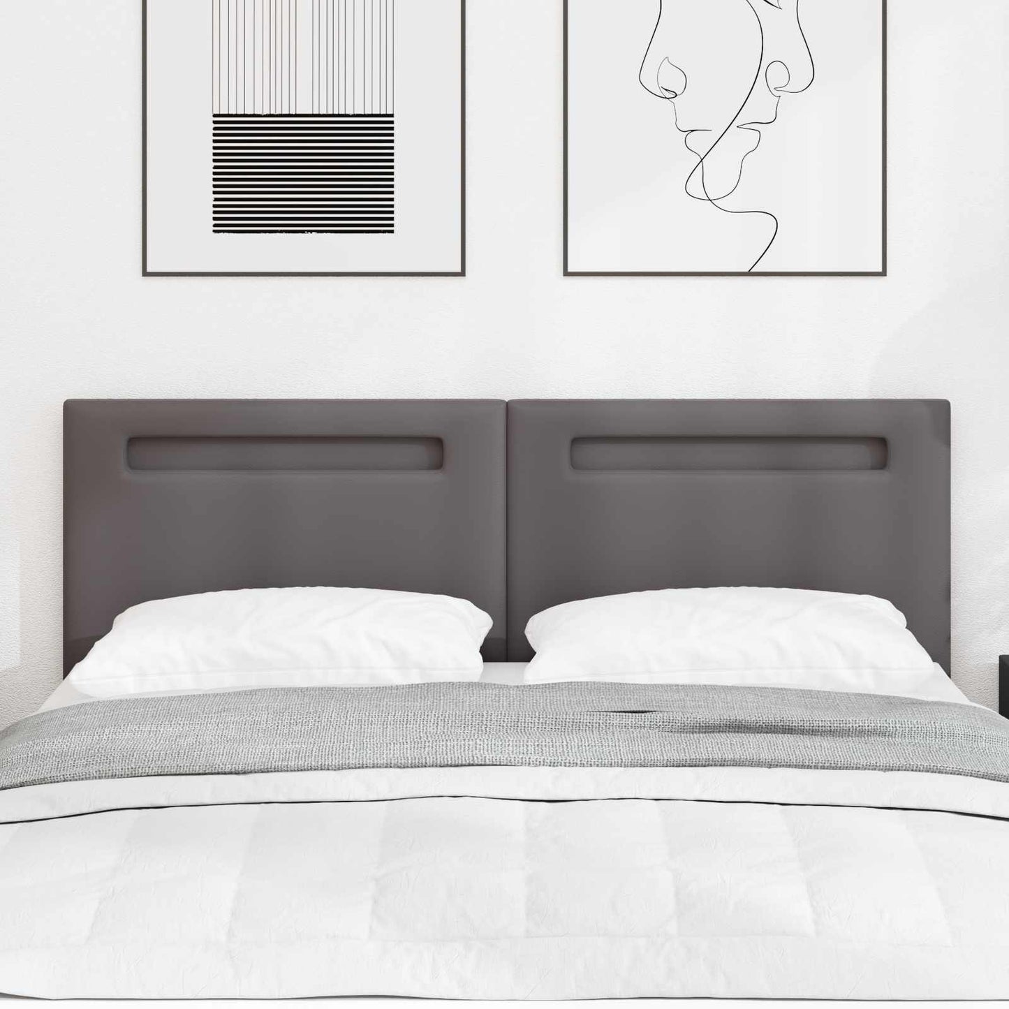 LED ágytámla Szürke 160 cm Műbőr