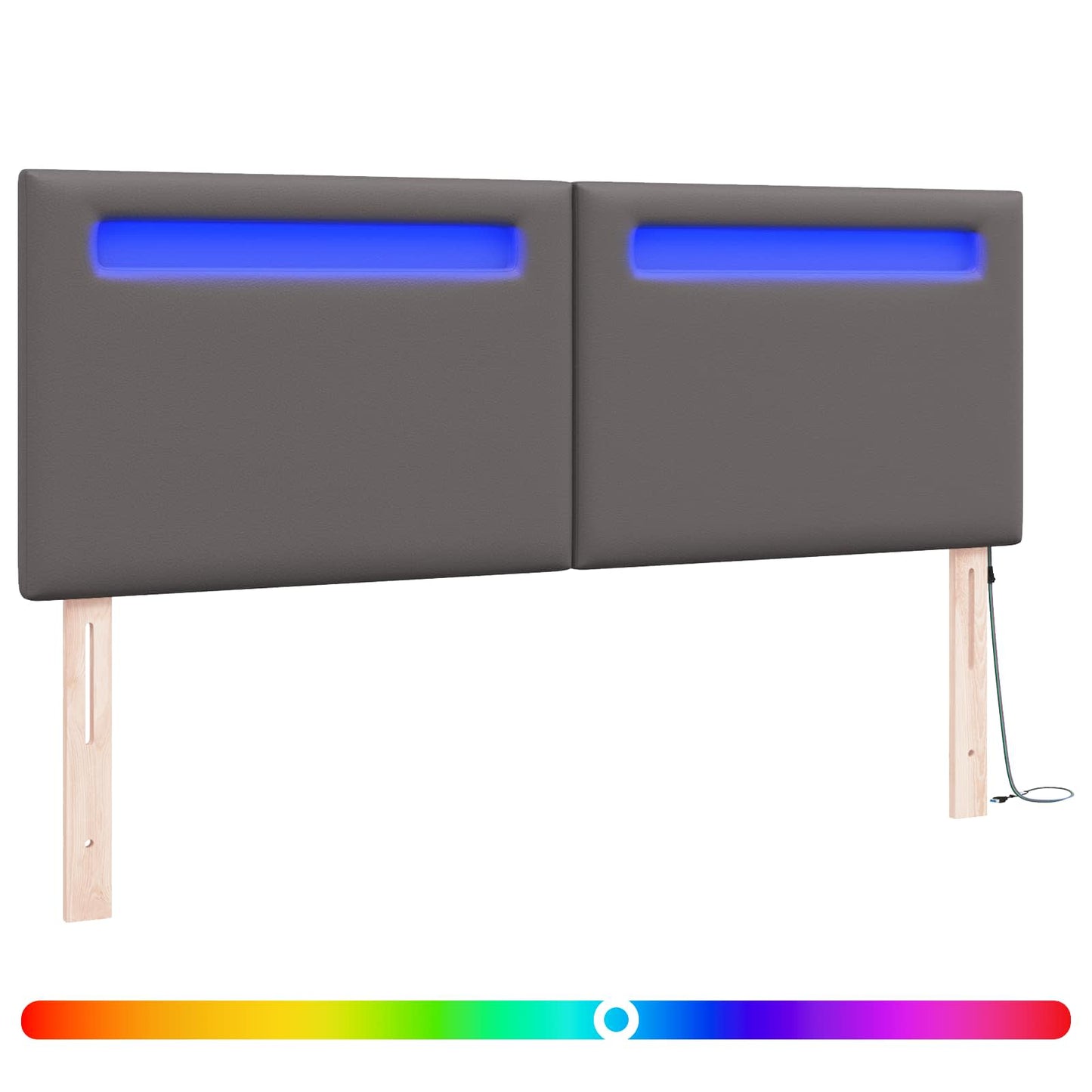 LED ágytámla Szürke 160 cm Műbőr