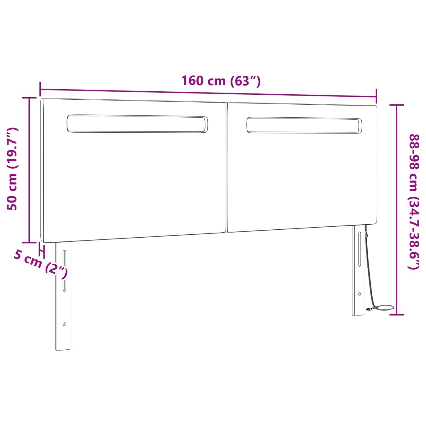 LED ágytámla Cappuccino 160 cm Műbőr