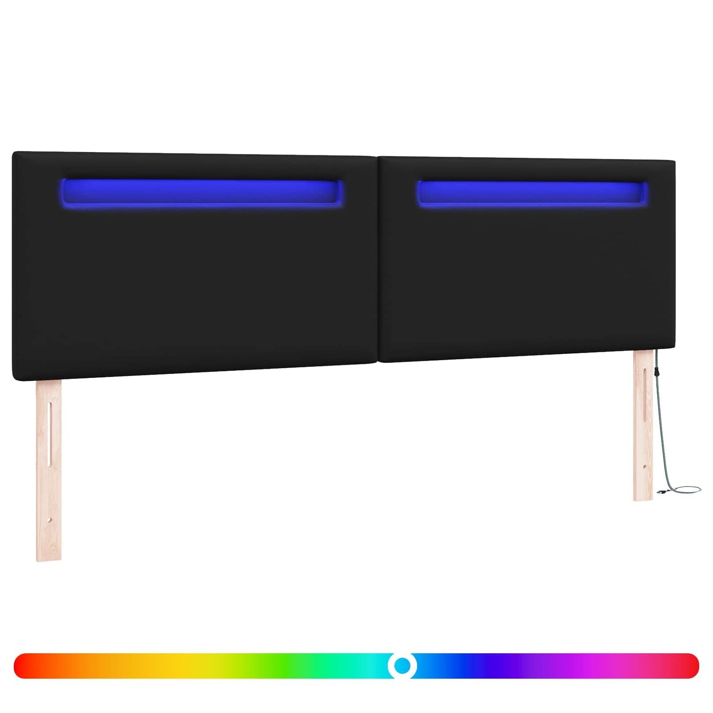 LED ágytámla Fekete Műbőr