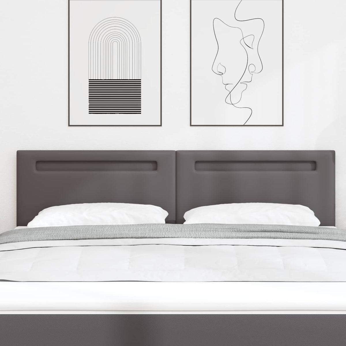 LED ágytámla Szürke 180 cm Műbőr