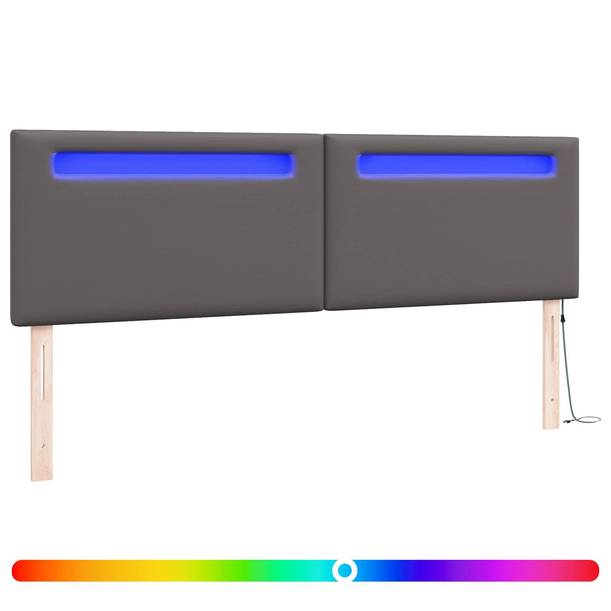 LED ágytámla Szürke 180 cm Műbőr