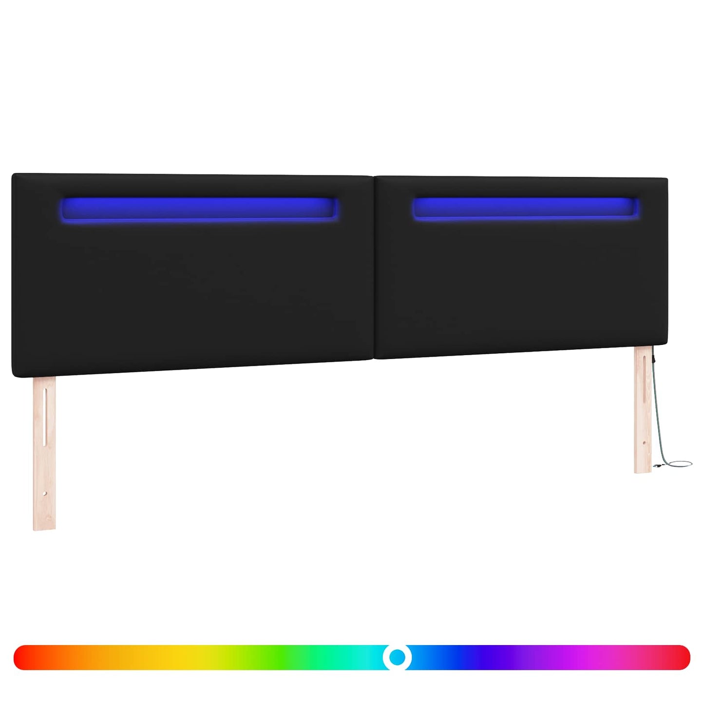 LED ágytámla Fekete 200 cm Műbőr