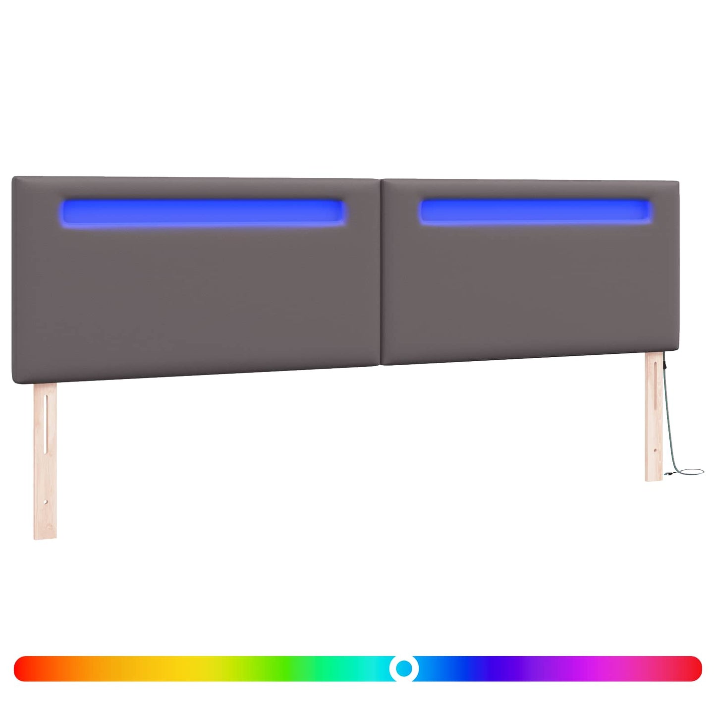 LED ágytámla Szürke 200 cm Műbőr
