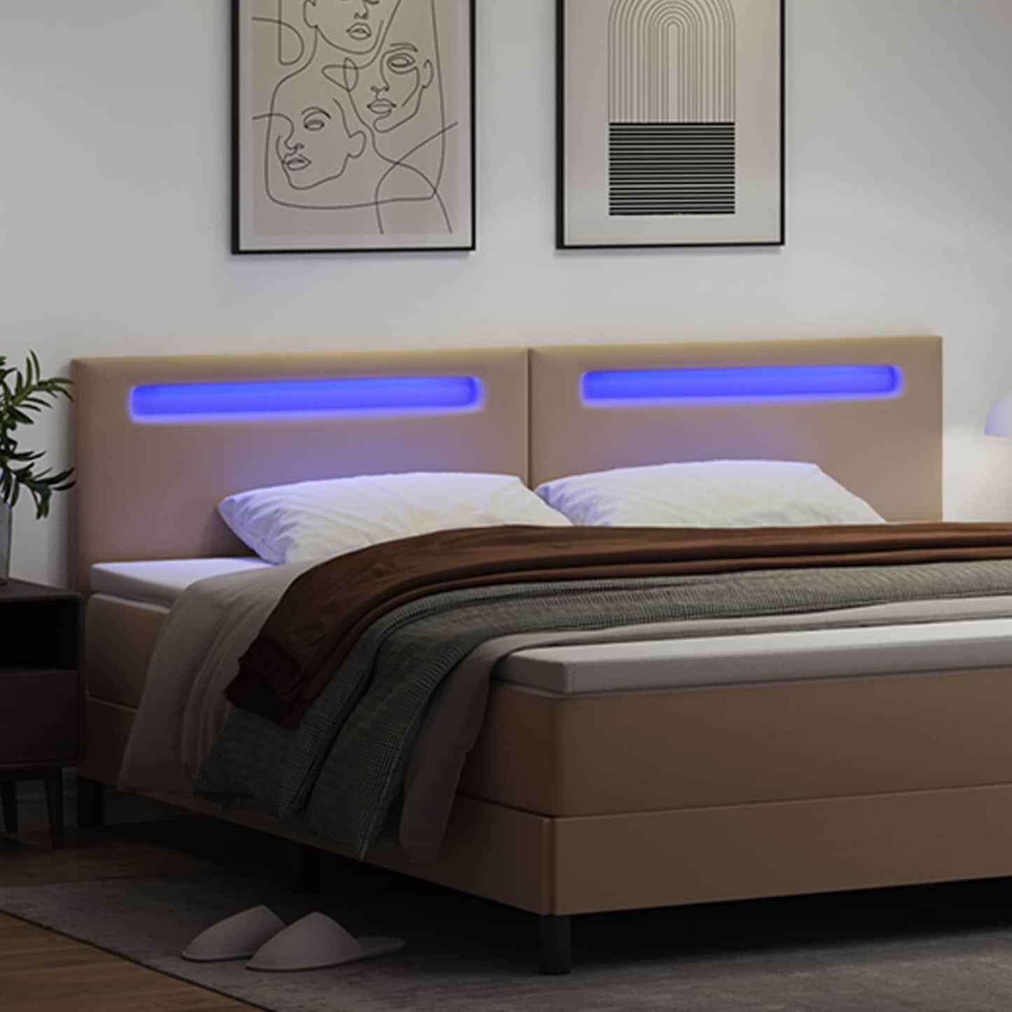 LED ágytámla Cappuccino 200 cm Műbőr