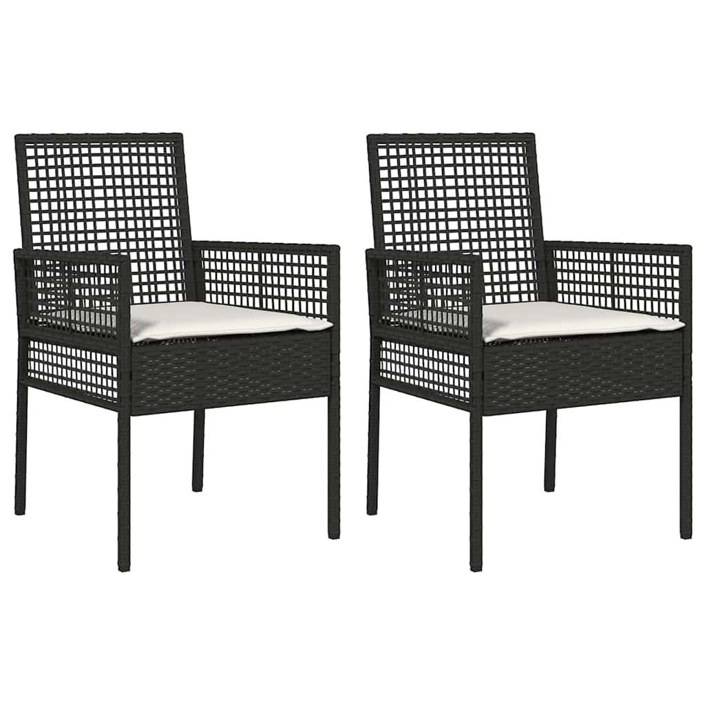 Kerti Szék párnával 2 pcs Fekete 55 x 53 x 85 cm polirattan