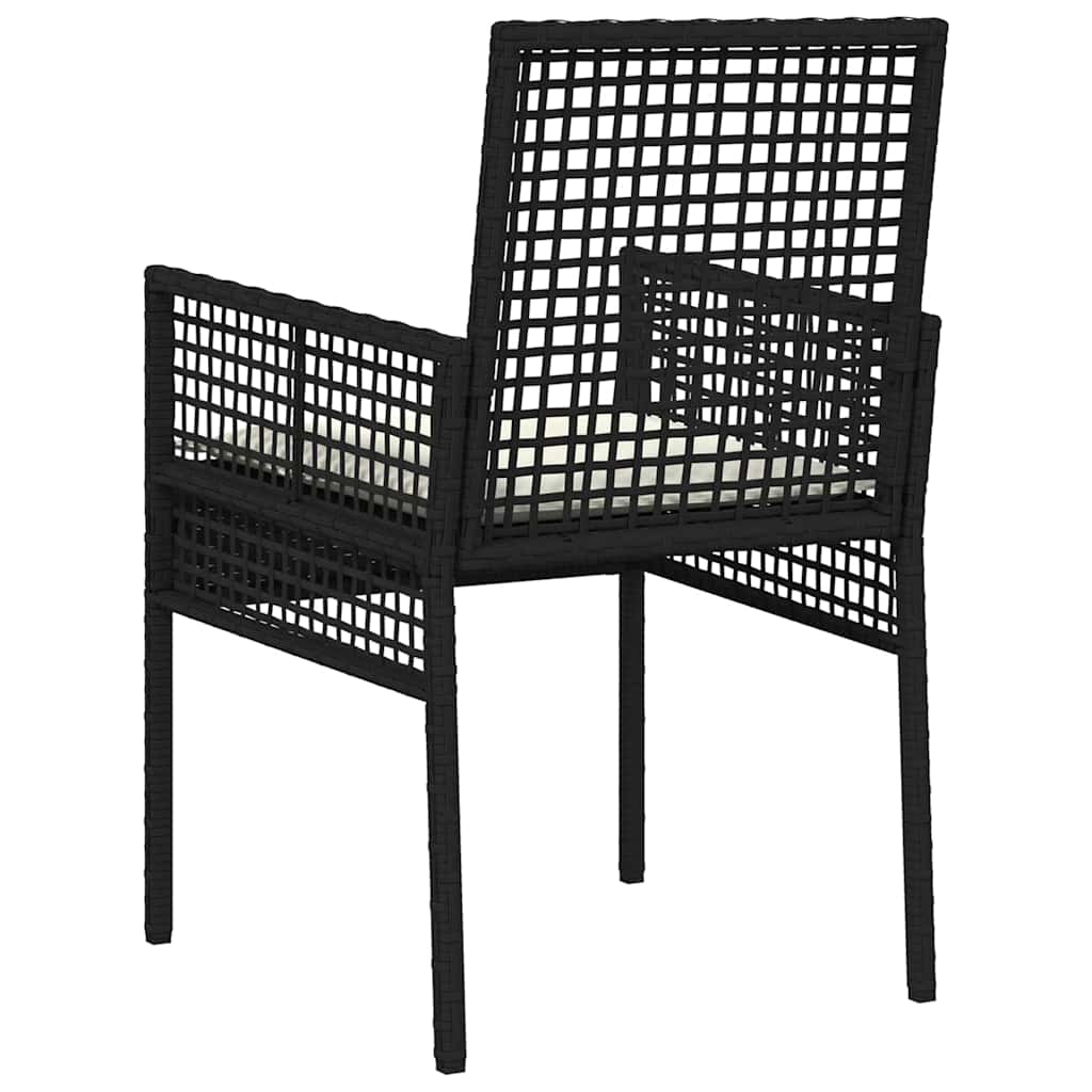 Kerti Szék párnával 2 pcs Fekete 55 x 53 x 85 cm polirattan