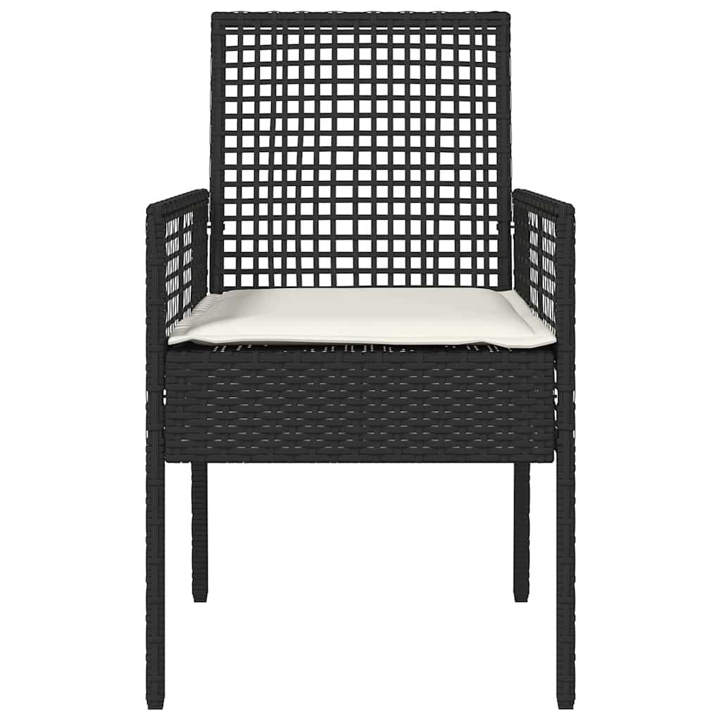 Kerti Szék párnával 2 pcs Fekete 55 x 53 x 85 cm polirattan