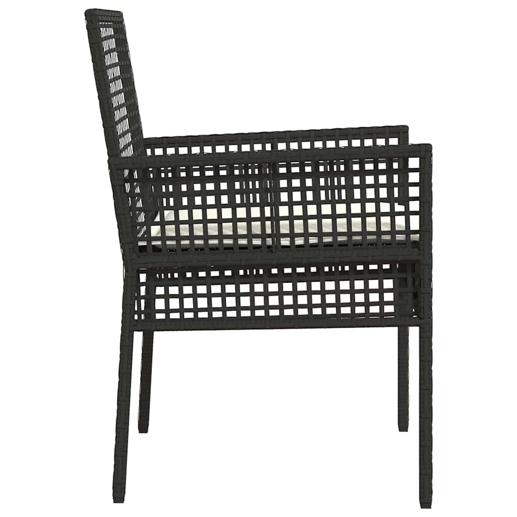 Kerti Szék párnával 2 pcs Fekete 55 x 53 x 85 cm polirattan