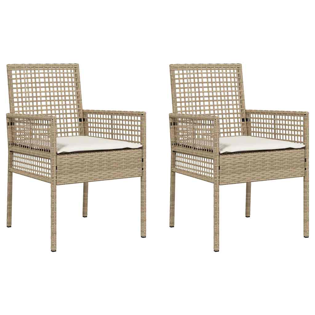 Kerti Szék párnával 2 pcs Bézs 55 x 53 x 85 cm polirattan