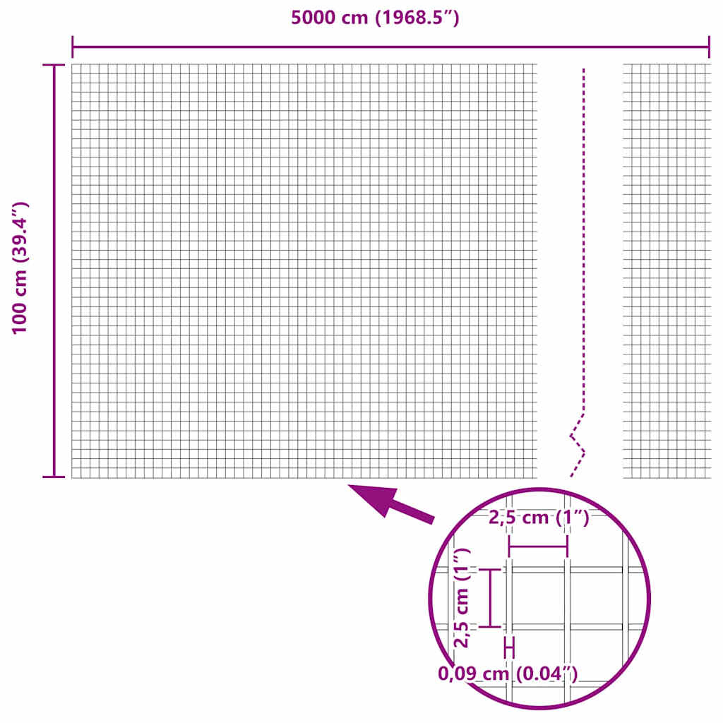 Hegesztett Drótháló Kerítés 5000 x 100 cm Szürke