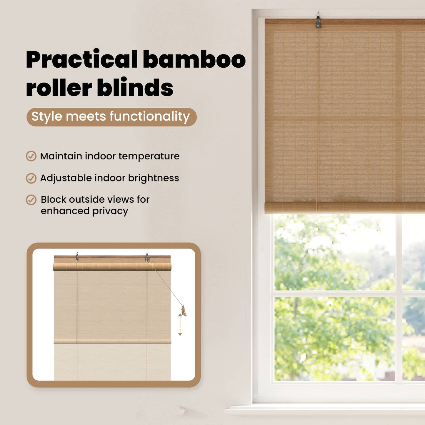 Roletta Barna 120 x 160 cm Bambusz