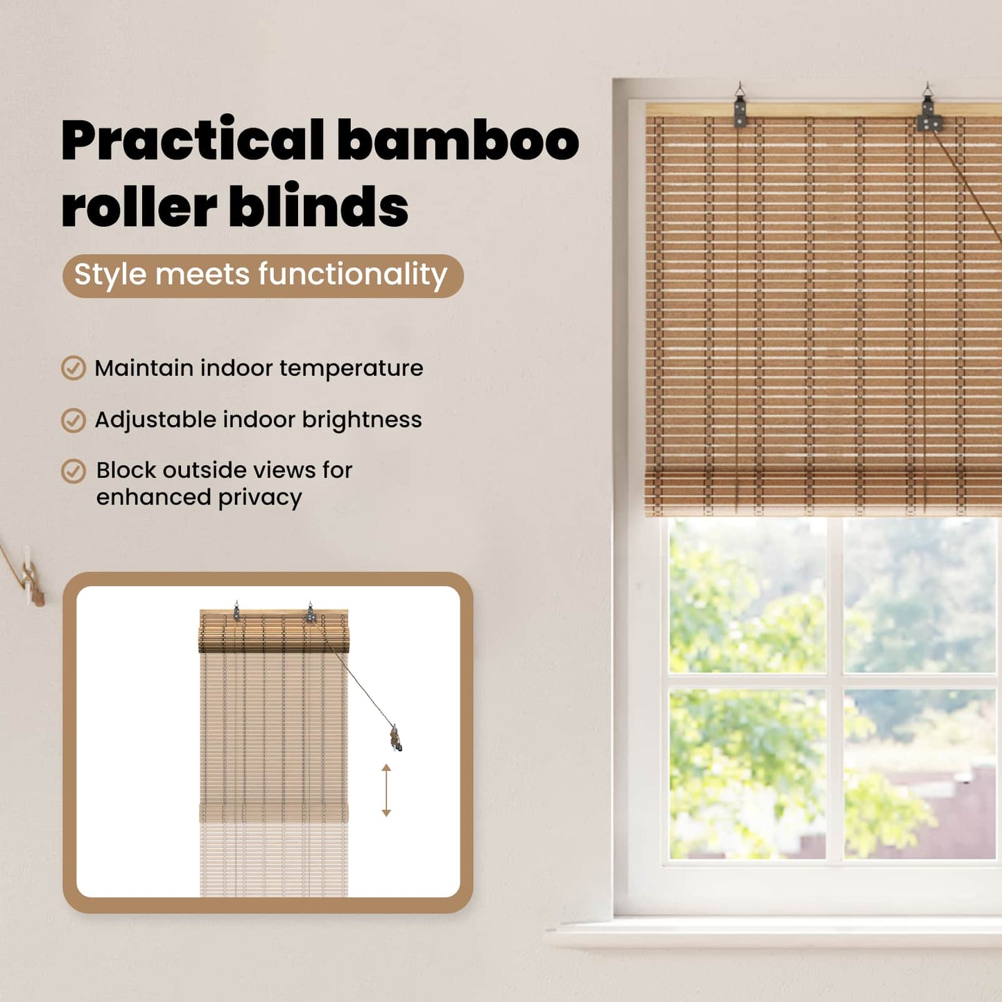 Roletta Természet 60 x 220 cm Bambusz