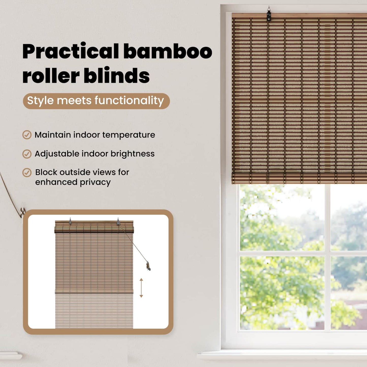 Roletta Barna 100 x 160 cm Bambusz