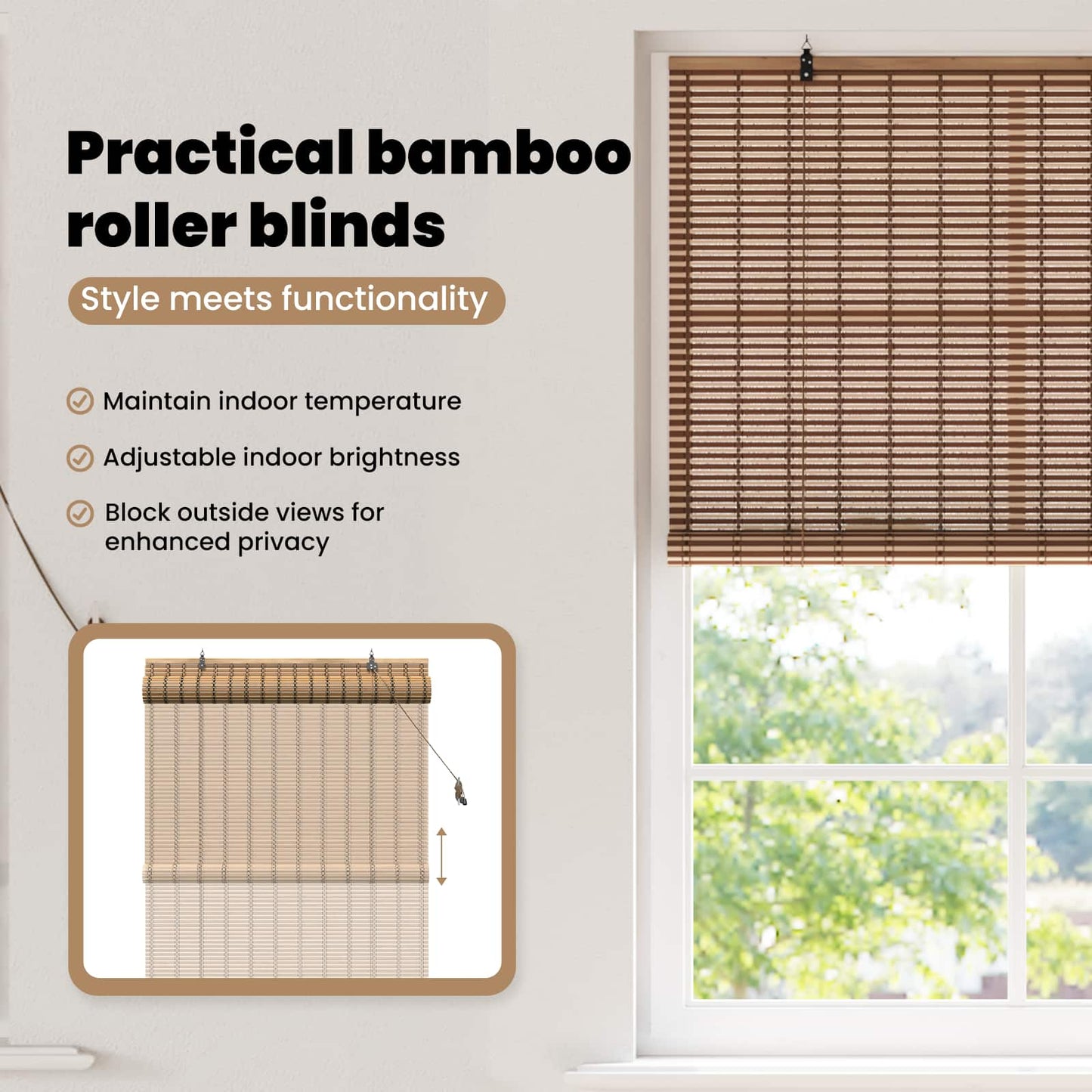 Roletta Barna 110 x 220 cm Bambusz