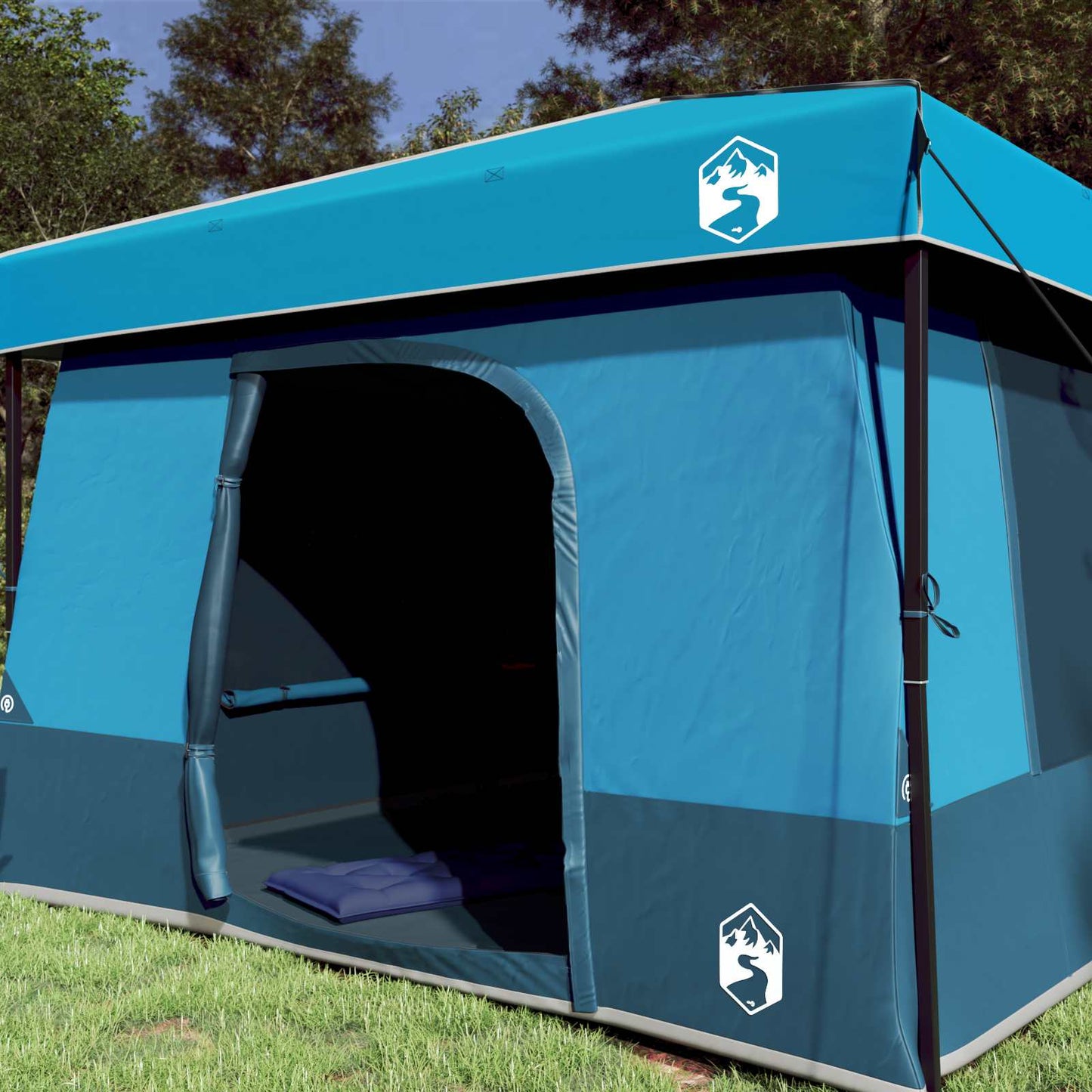 Kemping sátor szett tetővel 2 pcs Kék Taffeta és Szövet