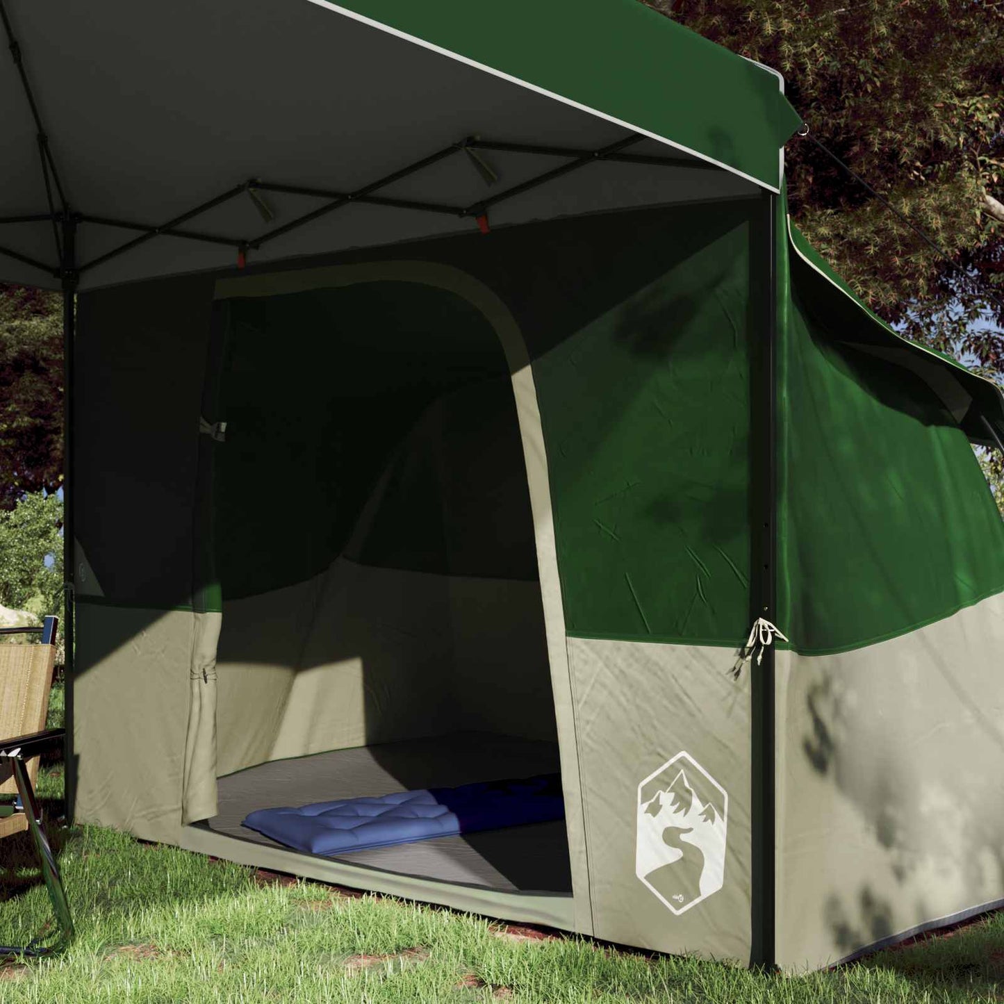 Kemping sátor szett 2 db 4 személyes Zöld Taffeta és Szövet