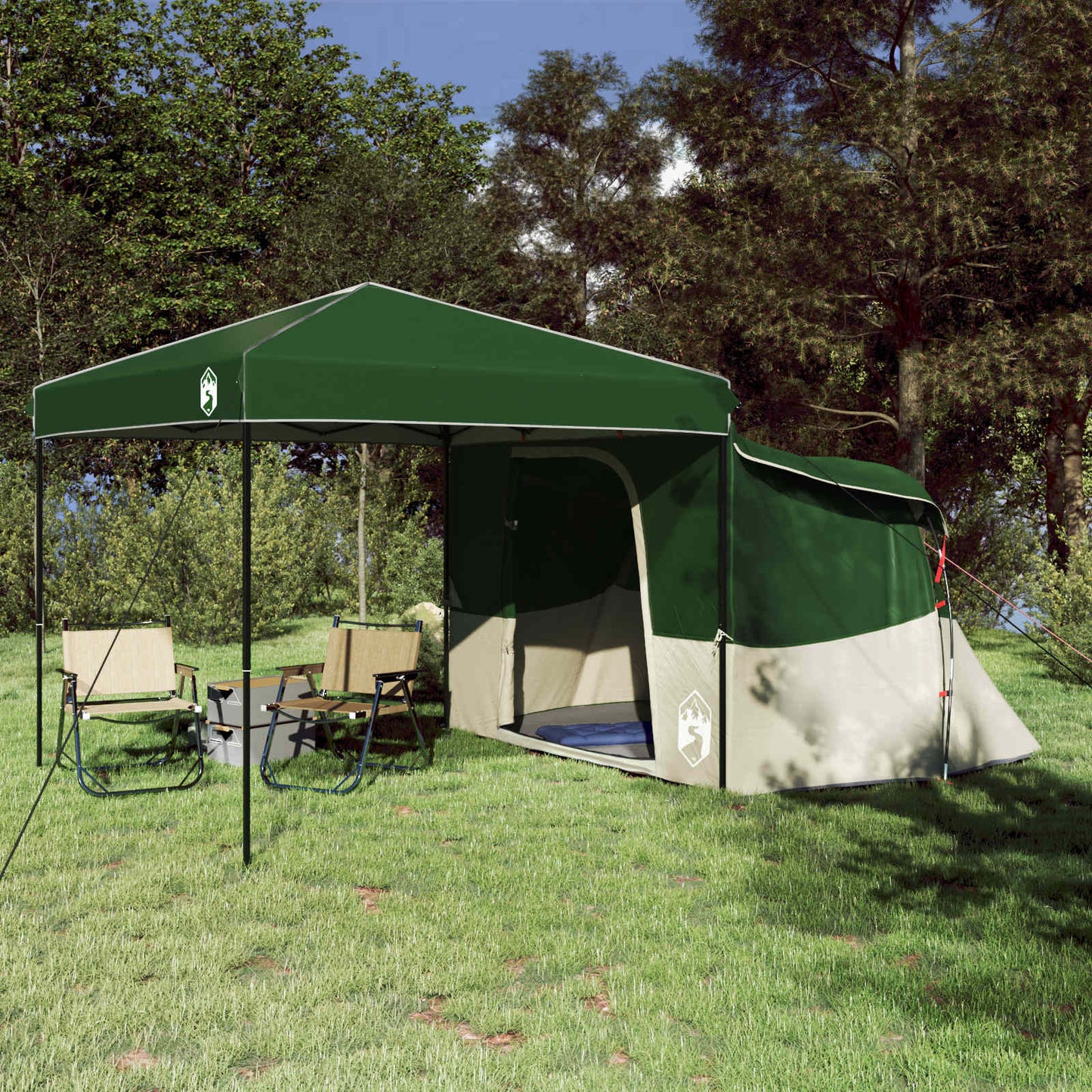 Kemping sátor szett 2 db 4 személyes Zöld Taffeta és Szövet