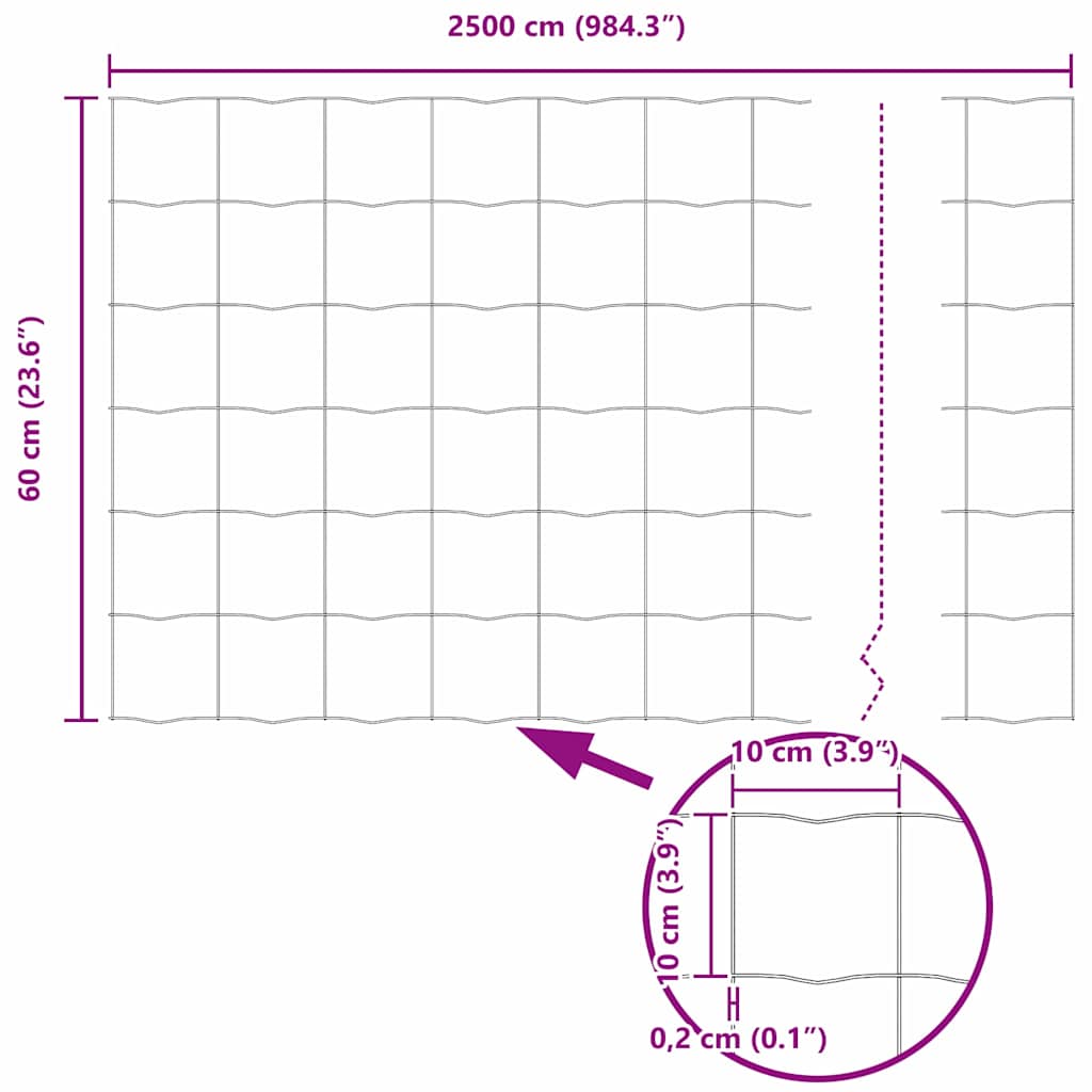 Európai Kerítés Zöld 0,6 x 25 m PVC-bevonatú vas