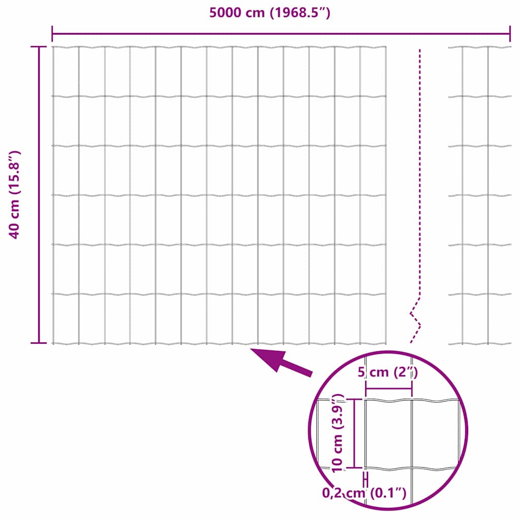 Európai Kerítés Zöld 0,4 x 50 m PVC-bevonatú vas