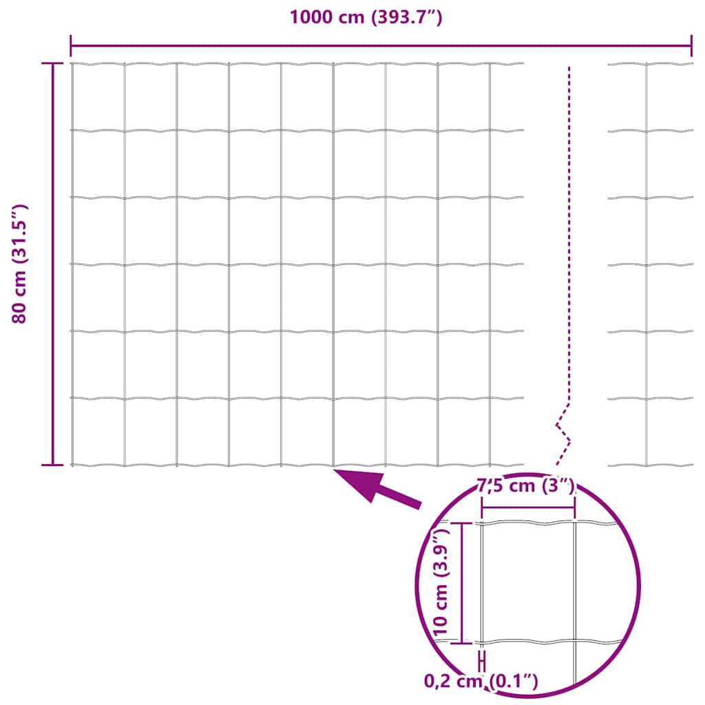Európai Kerítés Szürke 0.8 x 10 m PVC-bevonatú vas