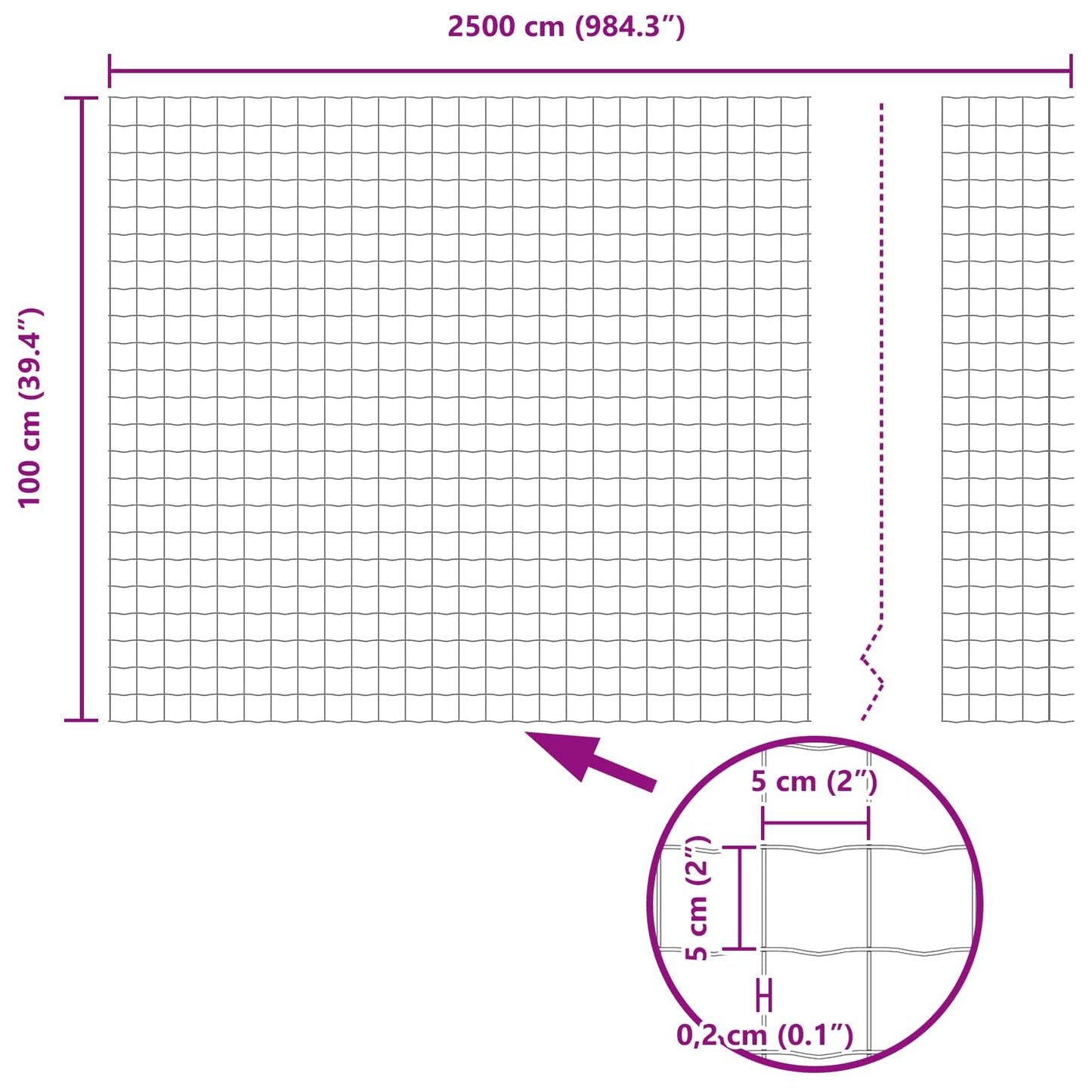 Európai Kerítés Szürke 1 x 25 m PVC-bevonatú vas
