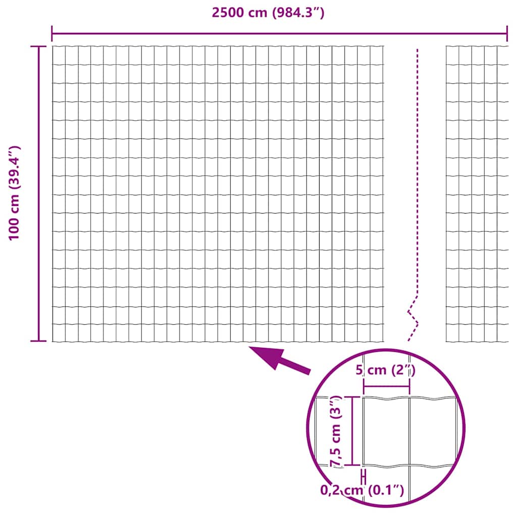 Európai Kerítés Szürke 1 x 25 m PVC-bevonatú vas
