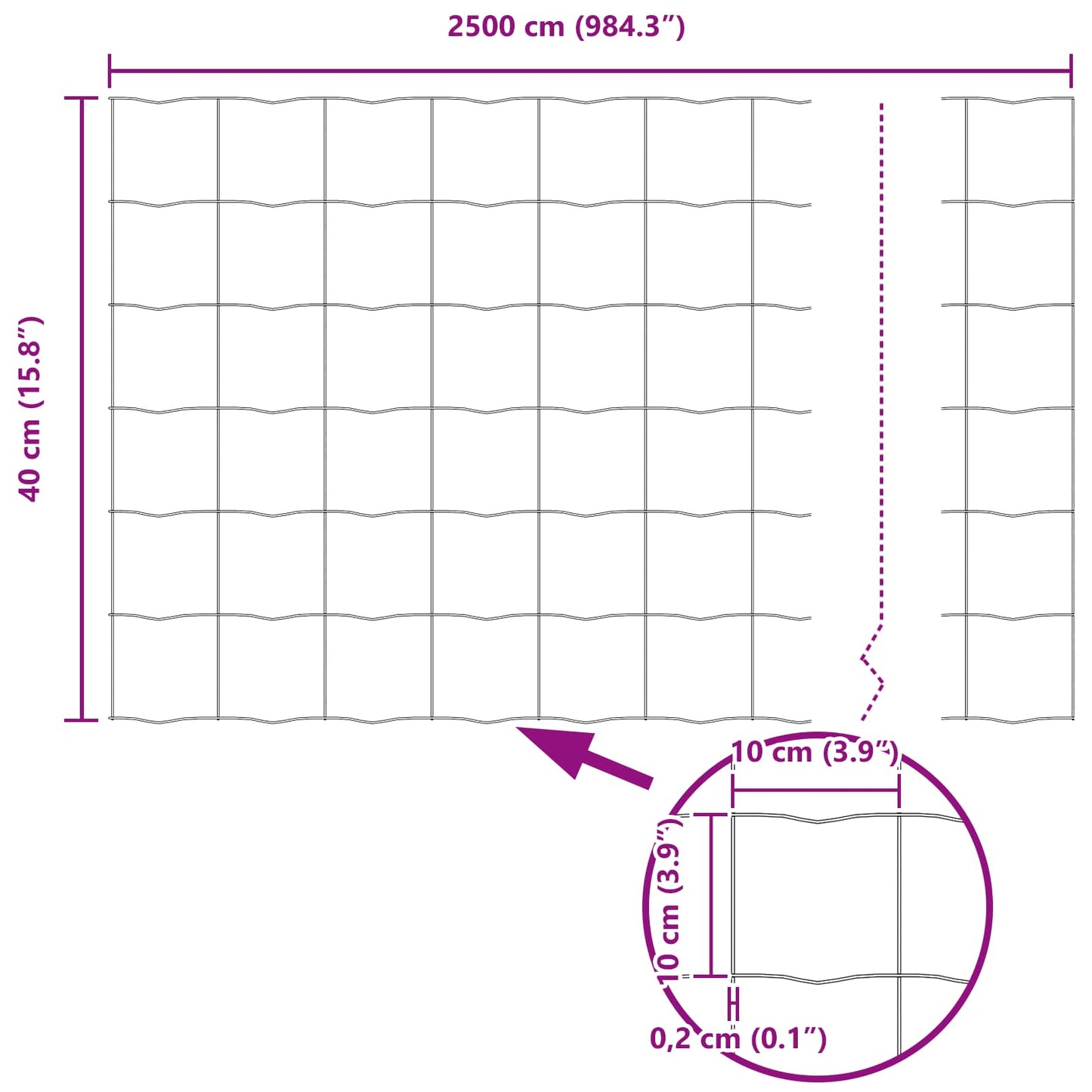 Európai Kerítés Szürke 0,4 x 25 m PVC-bevonatú vas