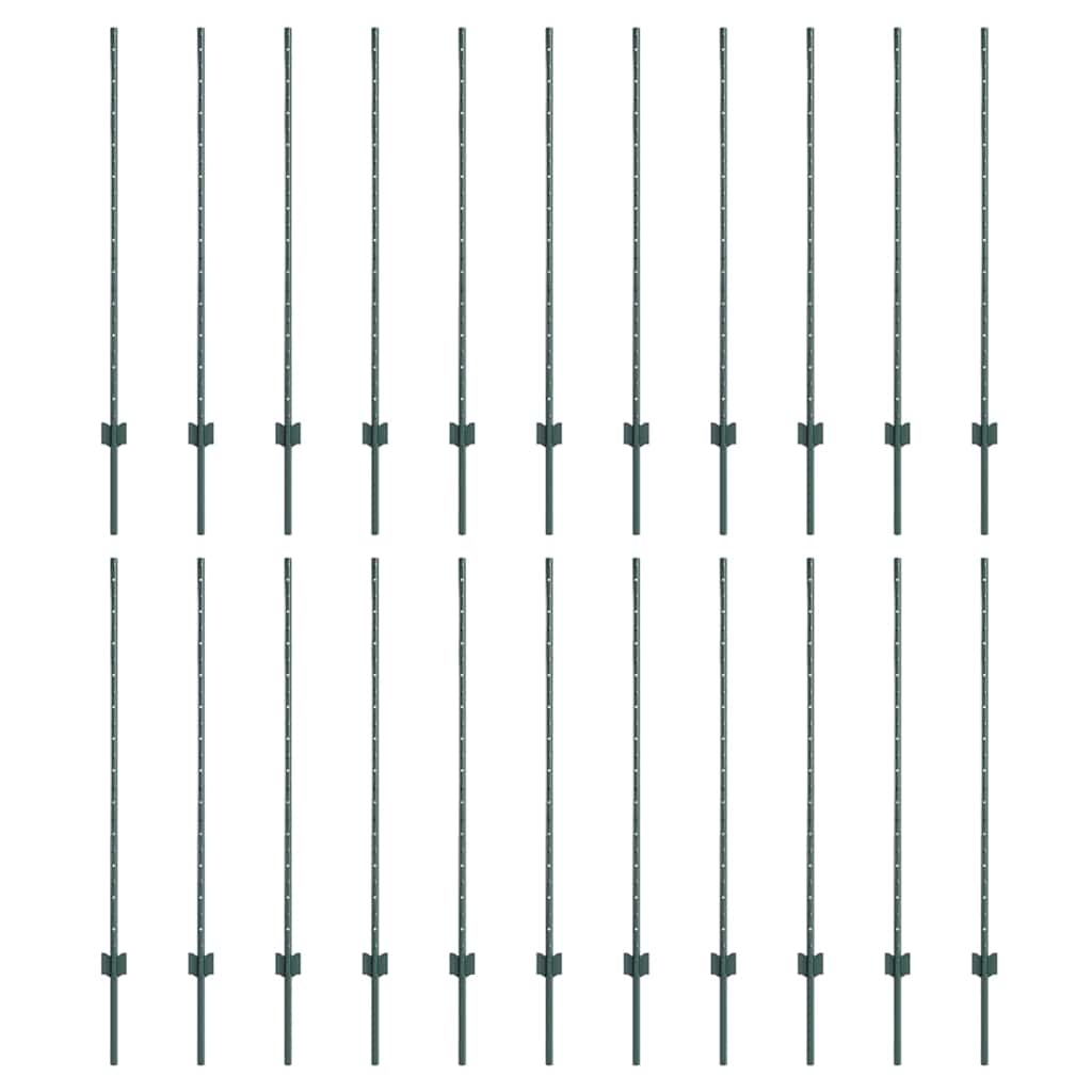 Beágyazott kerítésoszlop 22 db Zöld 160 cm Porszórt acél