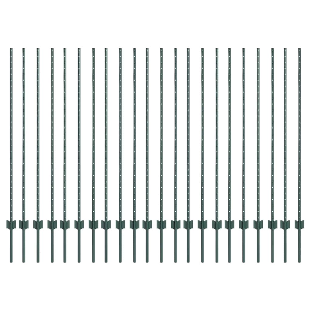 Beágyazott kerítésoszlop 22 db Zöld 180 cm Porszórt acél