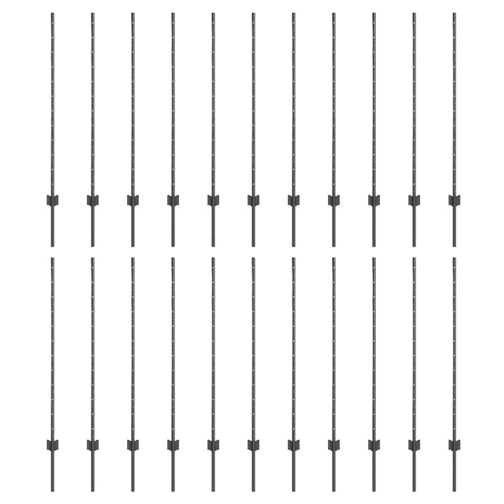 Beágyazott kerítésoszlop 22 db Szürke 160 cm Porszórt acél