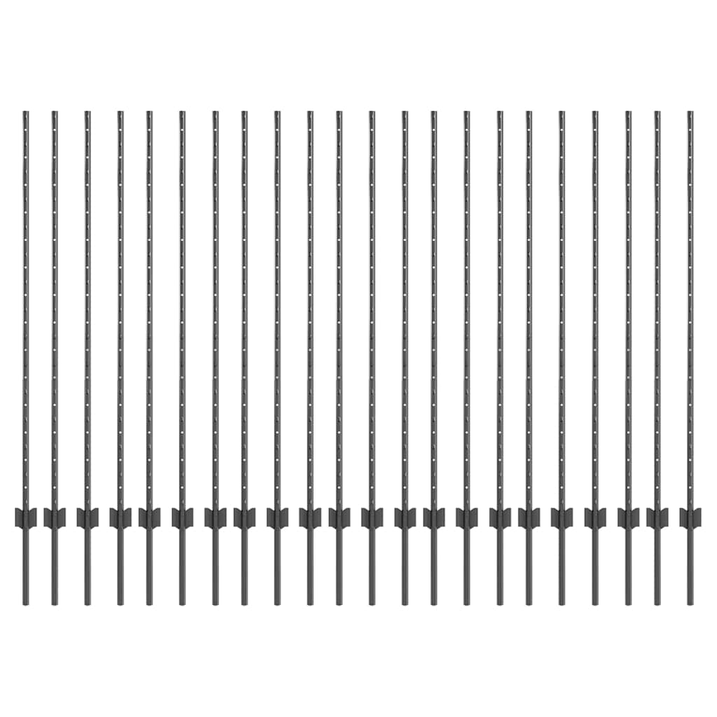 Beágyazott kerítésoszlop 22 db Szürke 180 cm Porszórt acél