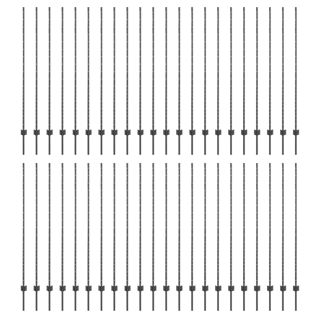 Beágyazott kerítésoszlop 44 db Szürke 200 cm Porszórt acél