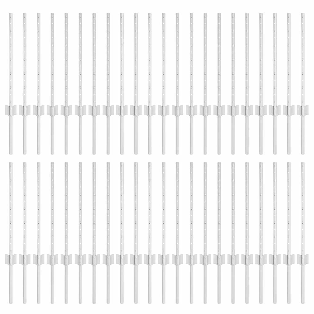 Beágyazott kerítésoszlop 44 db Ezüst 100 cm Porszórt acél