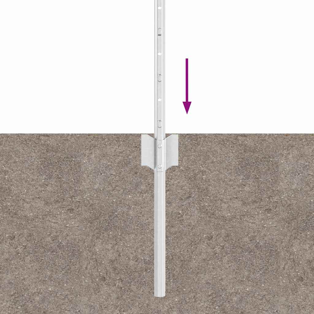 Beágyazott kerítésoszlop 44 db Ezüst 100 cm Porszórt acél
