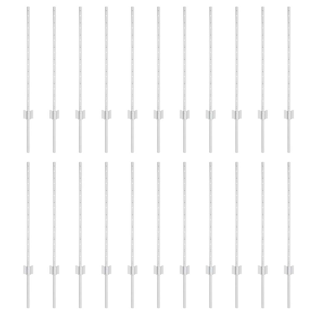 Beágyazott kerítésoszlop 22 db Ezüst 120 cm Porszórt acél