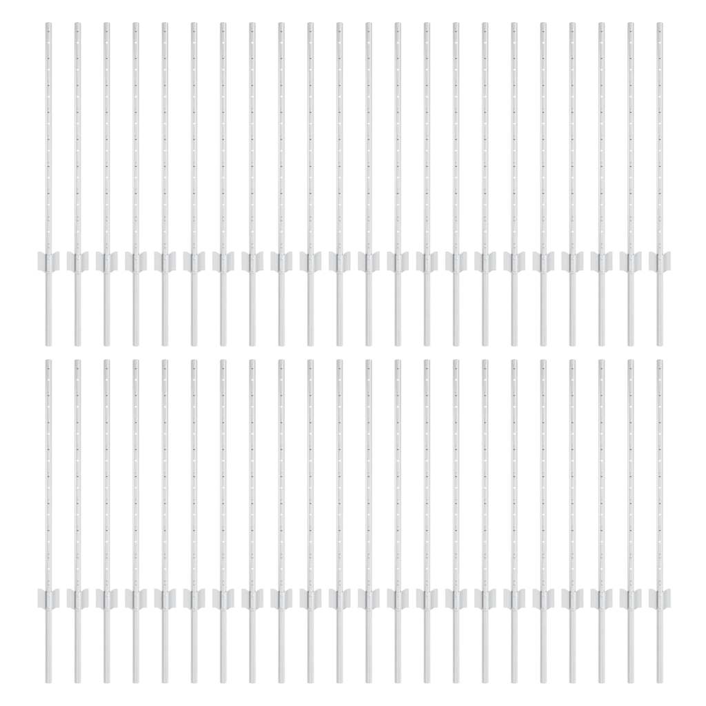 Beágyazott kerítésoszlop 44 db Ezüst 120 cm Porszórt acél