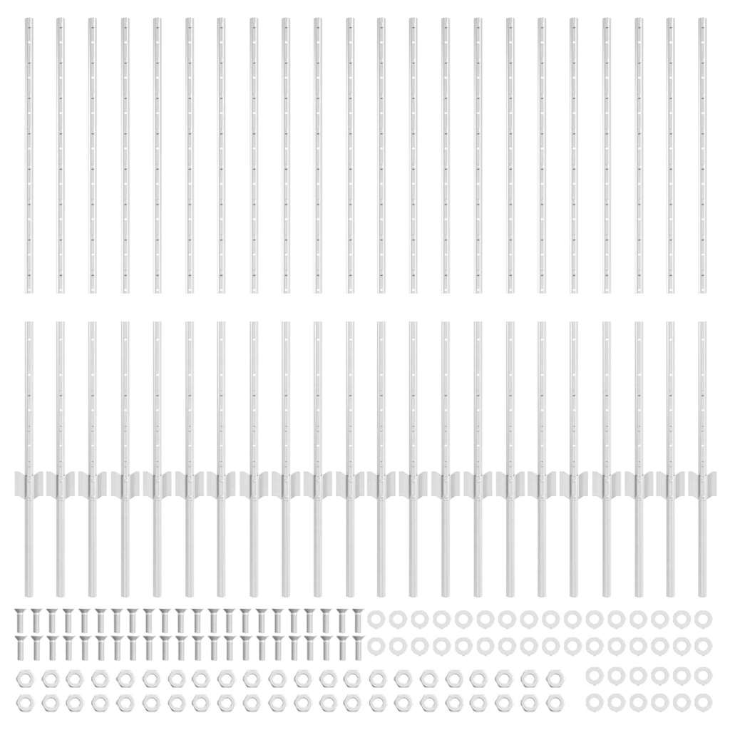 Beágyazott kerítésoszlop 22 db Ezüst 140 cm Porszórt acél
