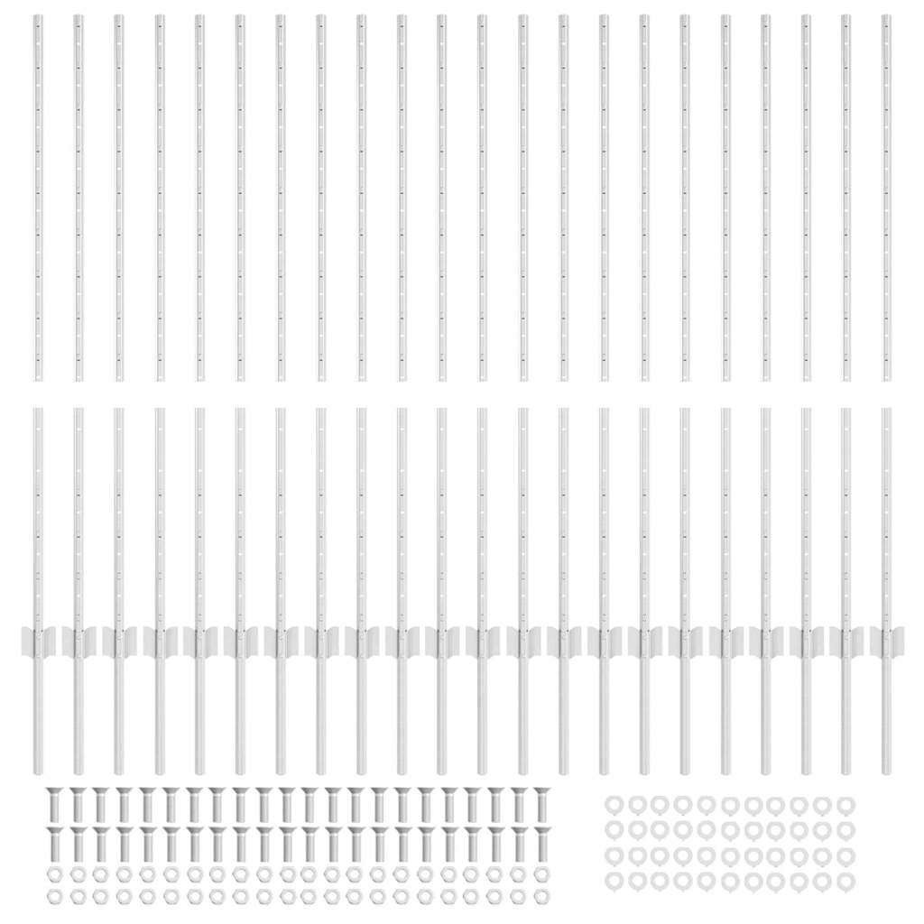 Beágyazott kerítésoszlop 22 db Ezüst 160 cm Porszórt acél