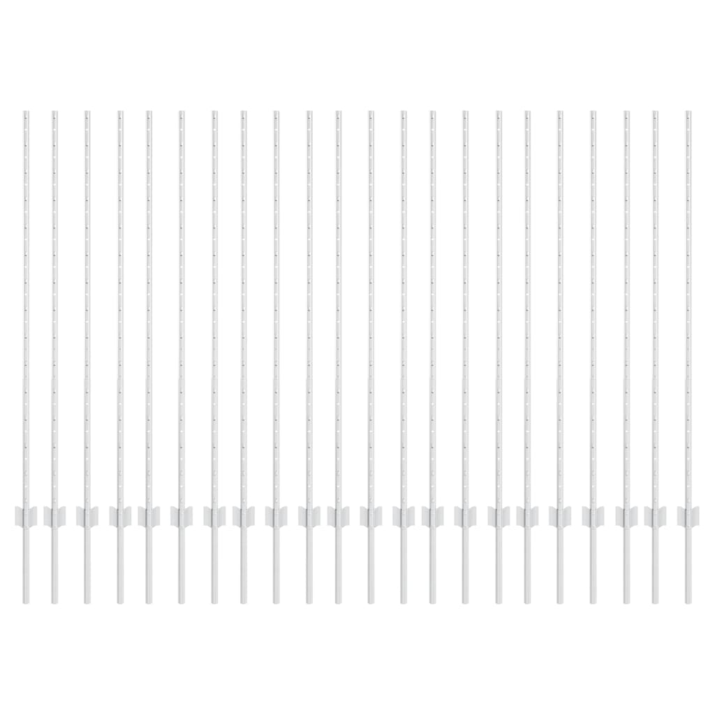 Beágyazott kerítésoszlop 22 db Ezüst 180 cm Porszórt acél